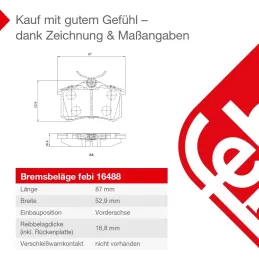febi bilstein juego de pastillas de freno 16488 febi bilstein juego de pastillas de freno 16488