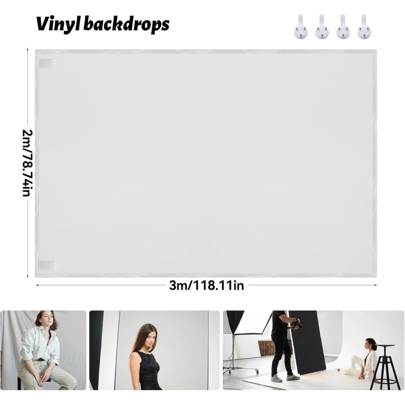 2x3m Fondo para Fotos Blanco de Tela Fondo Fotográfico