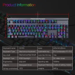 MOTOSPEED CK103 Teclado mecánico para juegos