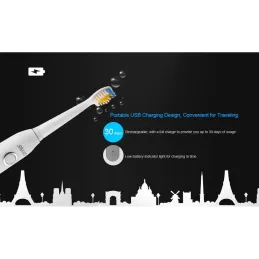 Seago Ultrasonic cepillo de dientes eléctrico color blanco.