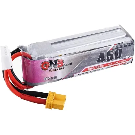 Gnb 11.4V 450Mah 80C 3S Lipo Batería Xt30 Enchufe para RC