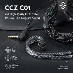 KZ ZS10 Pro IEM Cable 1.2 m, CCZ C01 4N OFC mejorado para ZSN PRO X