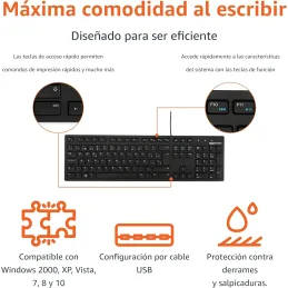 Amazon Basics Teclado con Cable USB y Base Fina, d