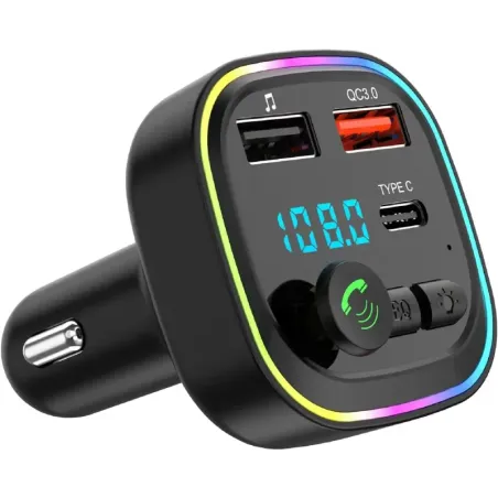 Transmisor Radio FM bluetooth coche, adaptador de
