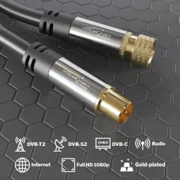 KabelDirekt – 2m Cable TV SAT (75 Ohm, HDTV, conector F a conector coaxial