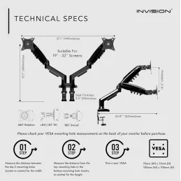Invision Soporte Monitor Doble Brazo para Pantalla