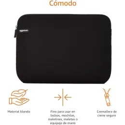 Amazon Basics Funda para portátiles de hasta 14-Pulgadas, Color Negro