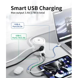 Torre Regleta Enchufes 16A con Luces LED Nocturnas