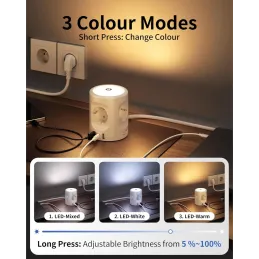 Torre Regleta Enchufes 16A con Luces LED Nocturnas