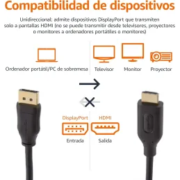Amazon Basics Cable DisplayPort a HDMI de 4.5mt