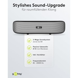 Altavoces, PC/portátil, USB, barra de sonido .  6 W . Goobay 95041