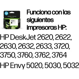 HP 304XL N9K08AE, Negro, Cartucho de Tinta de Alta