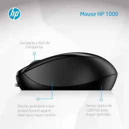 HP 1000 - Ratón con Cable (1200 PPP, 2 Botones y R