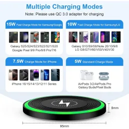 Cargador inalámbrico rápido 15 W