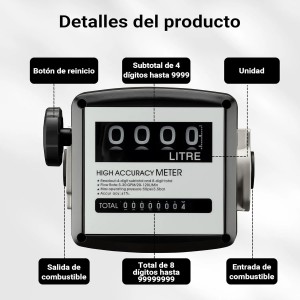 Contador de gasóleo 3 bar 19-120 l/min conexiones 1" bomba de gasóleo