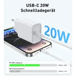 Pack of 2 20 W USB-C Fast Charger + 2 m USB-C