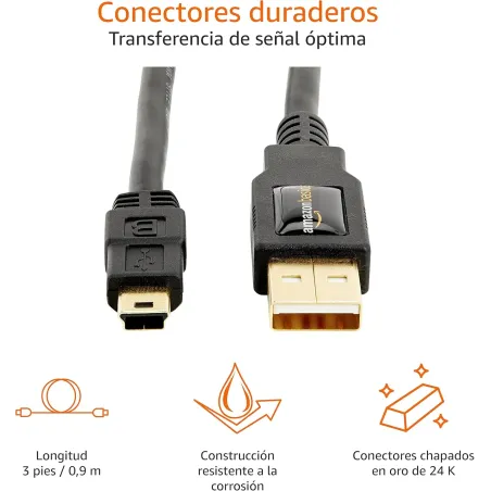 Amazon Basics USB-A a Mini USB Cable 2.0 de, 0.9 m