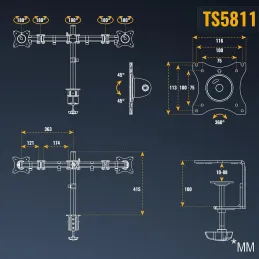 RICOO Soporte Monitor Mesa 15-27" Pulgadas (38-69c