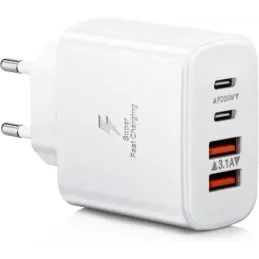 Cargador USB C, 40W 4-Puertos Cargador iPhone
