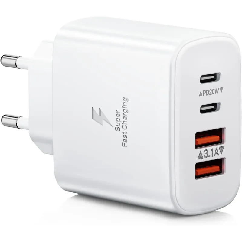 Cargador USB C, 40W 4-Puertos Cargador iPhone