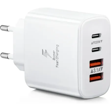 Cargador USB C, 40W 4-Puertos Cargador iPhone