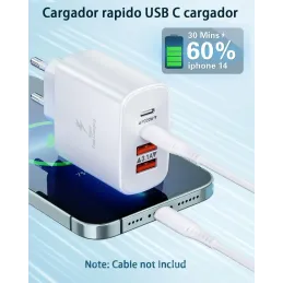 Cargador USB C, 40W 4-Puertos Cargador iPhone