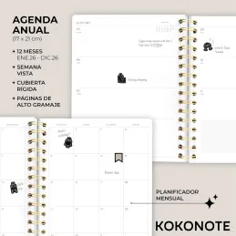 Kokonote Agenda 2026 Semana Vista A5 Misty Gray