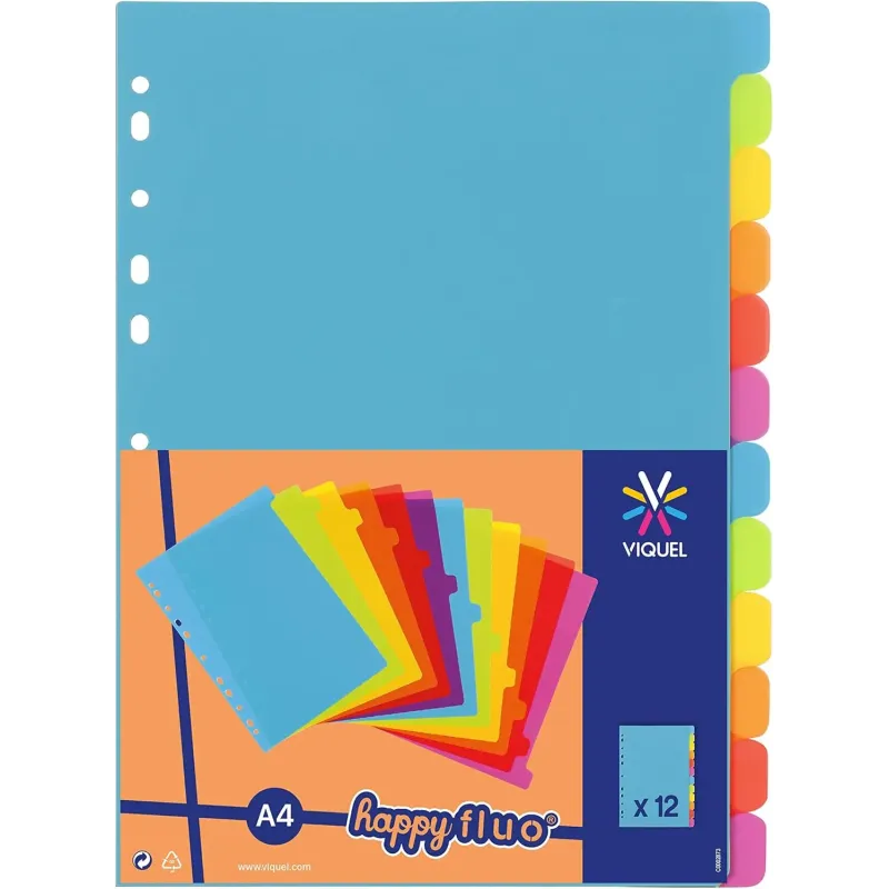 Viquel – Lote de 12 separadores de plástico, tamaño A4