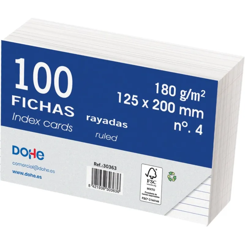 Dohe -  3 Fichas Rayadas de Cartulina (100 uds.)
