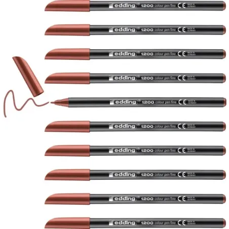 Rotulador edding punta fibra 1200 marron PACK 10