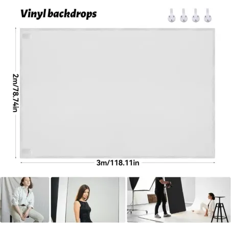 2x3m Fondo para Fotos Blanco de Tela Fondo Fotográ