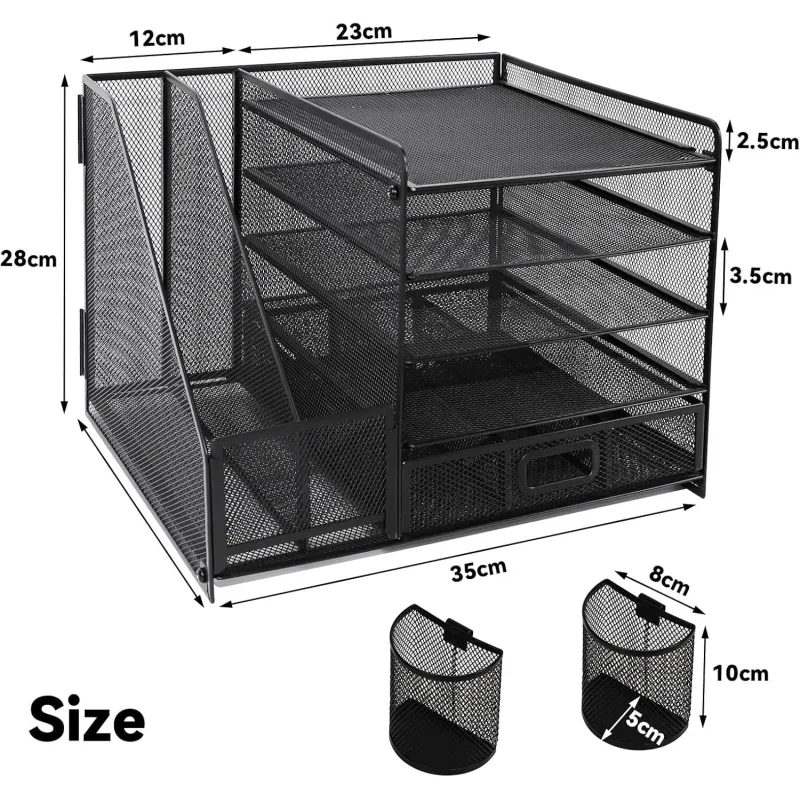 Organizador de escritorio de malla con soporte ver