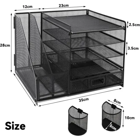 Organizador de escritorio de malla con soporte ver