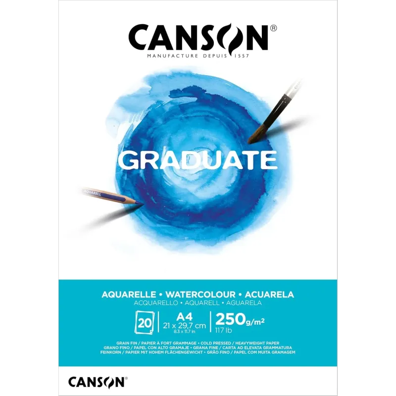 Canson Graduate Acuarela Bloc Encolado A4 20H Fino
