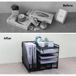 Organizador de escritorio de malla con soporte ver