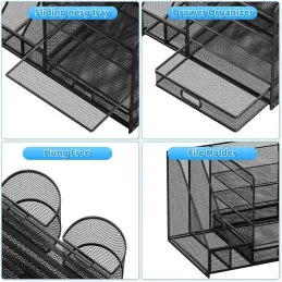 Organizador de escritorio de malla con soporte ver