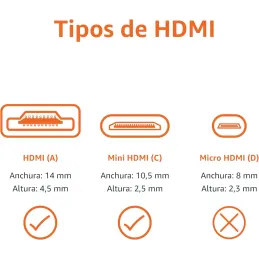 Amazon Basics - Cable Mini HDMI de Alta Velocidad a HDMI , 1.8 m, Color Negro