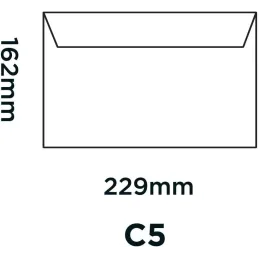 50 Sobres  con solapa autoadhesiva, 120 g/m², color blanco, tamaño C5, 162 x 229 mm