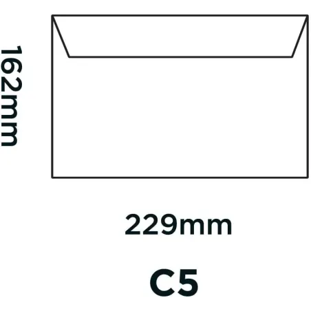 50 Sobres  con solapa autoadhesiva, 120 g/m², color blanco, tamaño C5, 162 x 229 mm