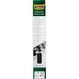 Fellowes 25 Canutillos de plástico para encuadernar, Negro, 6 mm