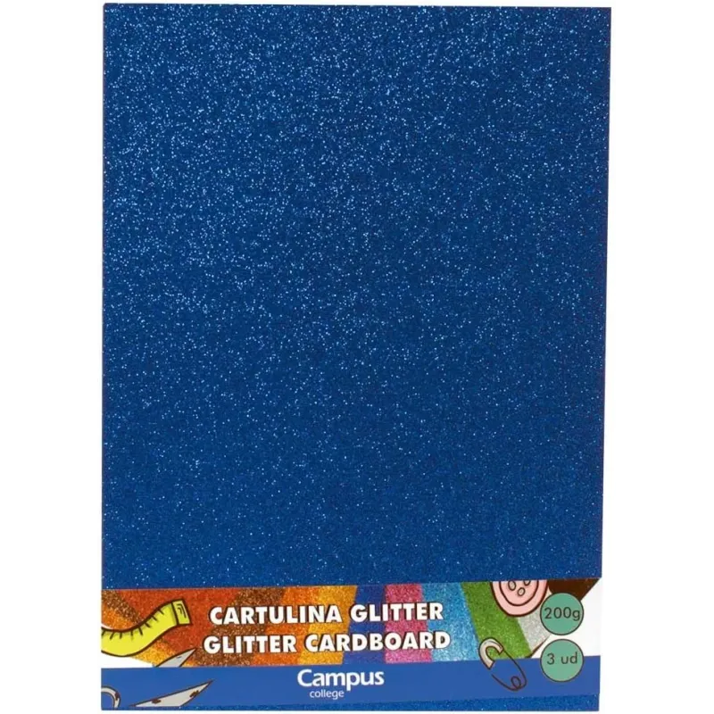 3 Cartulinas 210x297mm , Azul .Campus University 630704