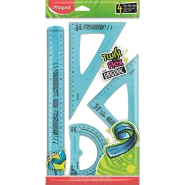 Maped - Reglas Escolares - Twist'n Flex Decor - Maxi Kit de 4 Piezas.Azul
