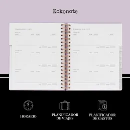 Kokonote Agenda 2024 semana vista Lilac Sunset