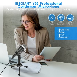 Microfono Condensador PC ELEGIANT 3.5mm Plug & Play.