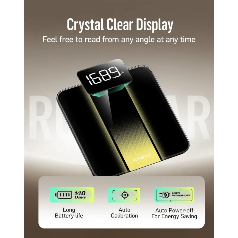 Báscula de baño digital RunStar, báscula de alta precisión, con pantalla LED retroiluminada
