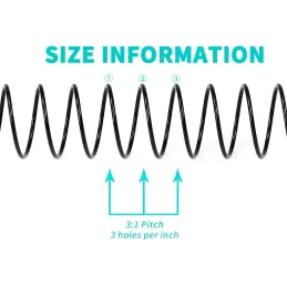 Espiral Metálica para encuadernar, paso 5:1, 8 mm,