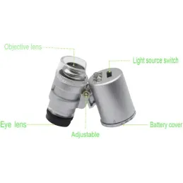 Microscopio de Bolsillo, Mini 60X Lupa