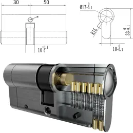 Cerradura de cilindro 30 50 mm, Anti-Ruptura