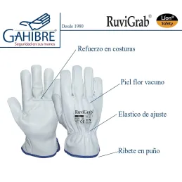 RuviGrab - Guante de Trabajo en Piel de Flor de Va