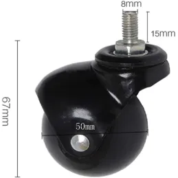 Ruedas De Goma De 2 Pulgadas M8 Vástago Roscado
